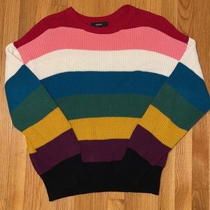 🌈 Rainbow Color Block Knit Sweater